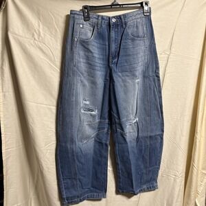 Tankaneo Women's Baggy Wide Leg Jeans Ripped Size 6